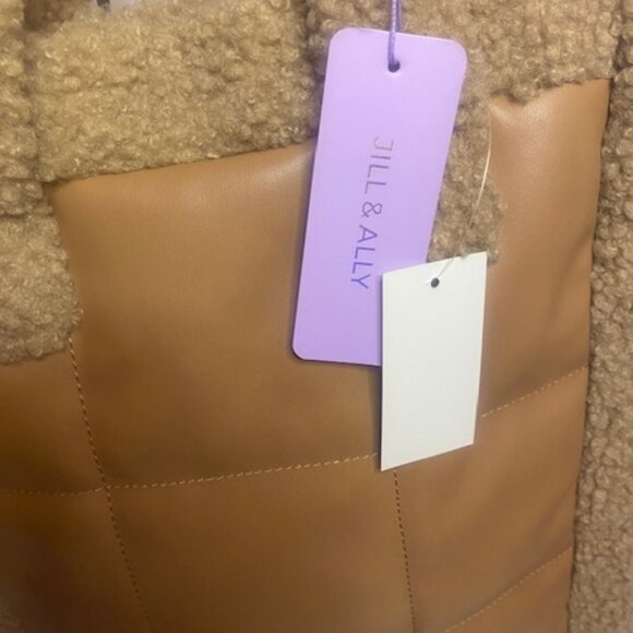 Jill & Ally Quilted Faux Shearling Trim Tote - Picture 4 of 9